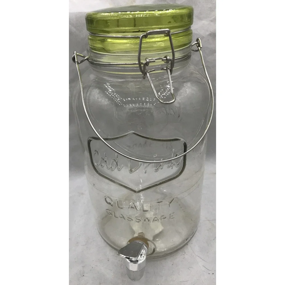 Gallon Glass Beverage Dispenser With Glass Clamp Lid By Quality Glass Clear Jar